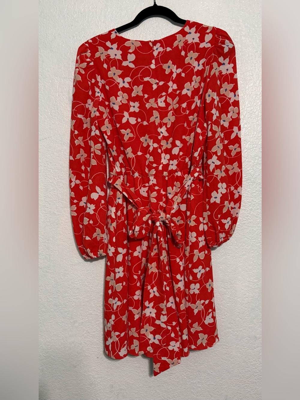 Eliza J Coral Floral Long Sleeve A-Line Dress - Picture 5 of 10